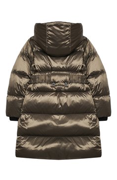 Детская пуховое пальто BURBERRY хаки цвета, арт. 8032793 | Фото 2 (Кросс-КТ: Зима; Девочки Кросс-КТ: Пуховик-верхняя одежда; Рукава: Длинные; Материал внешний: Синтетический материал; Материал сплава: Проставлено; Материал подклада: Синтетический материал; Драгоценные камни: Проставлено; Материал утеплителя: Пух и перо)