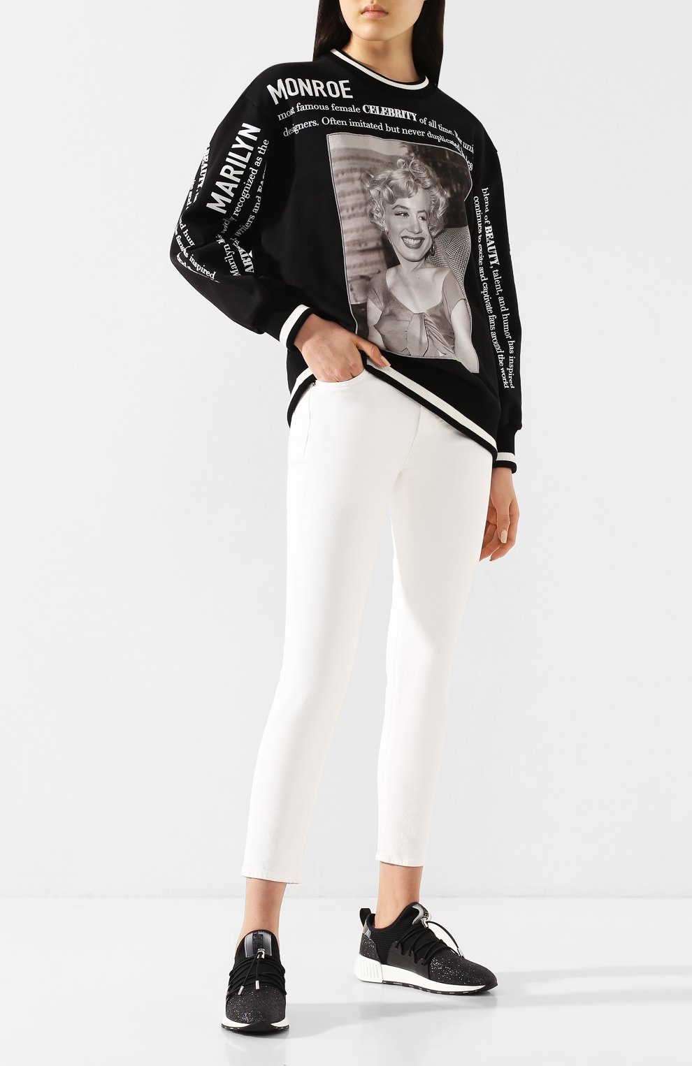 Хлопковый свитшот DOLCE & GABBANA черного цвета по цене 109500 руб., арт. F9C85Z/G7VZE, фото 2 Хлопковый свитшот DOLCE & GABBANA, арт. F9C85Z/G7VZE, фото 2