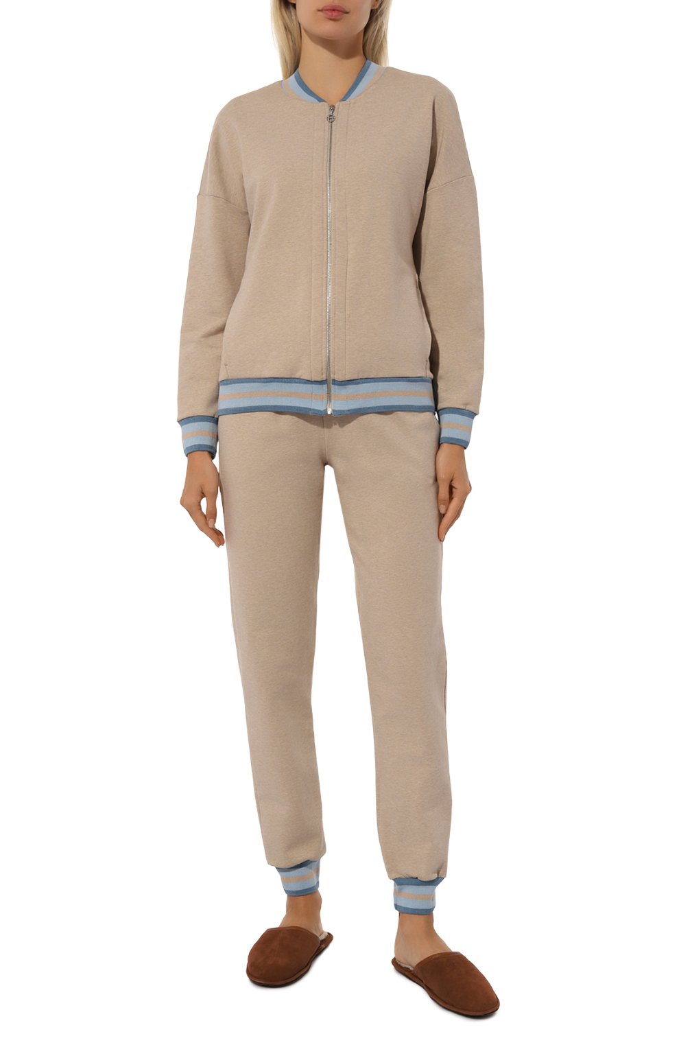 Хлопковые джоггеры HANRO бежевого цвета по цене 24070 руб., арт. 078851, фото 2 Хлопковые джоггеры HANRO, арт. 078851, фото 2