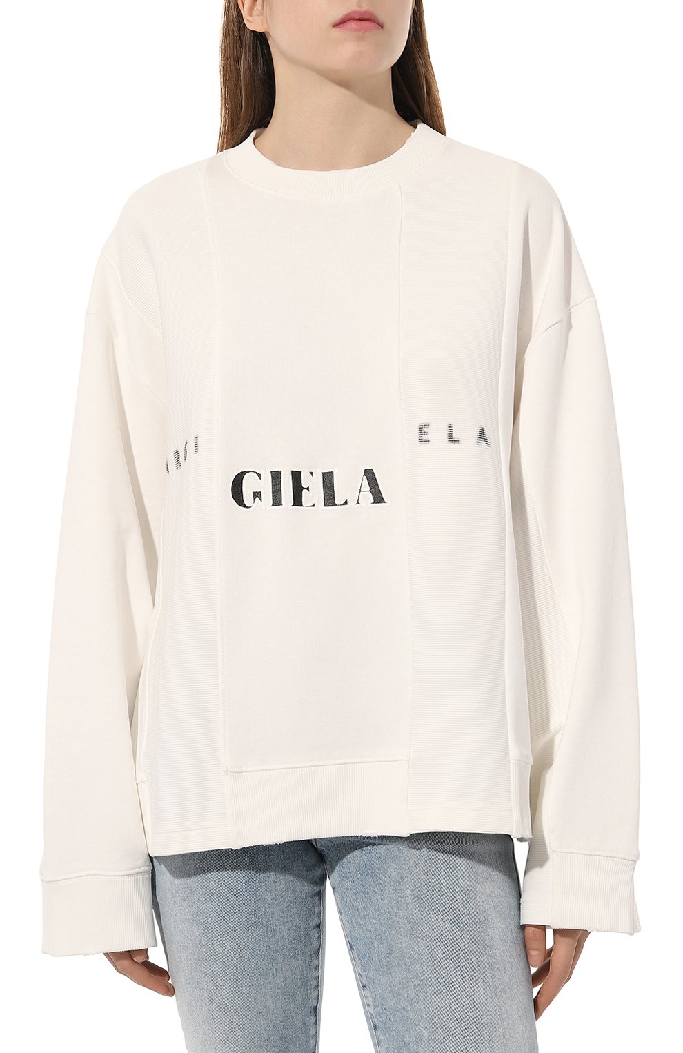 Хлопковый свитшот MM6 белого цвета по цене 59950 руб., арт. S52GU0192/S25537, фото 3 Хлопковый свитшот MM6, арт. S52GU0192/S25537, фото 3