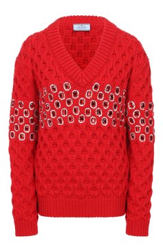 Шерстяной свитер с отделкой стразами PRADA, арт. P24S0N-1U69-F0011-192, фото 1