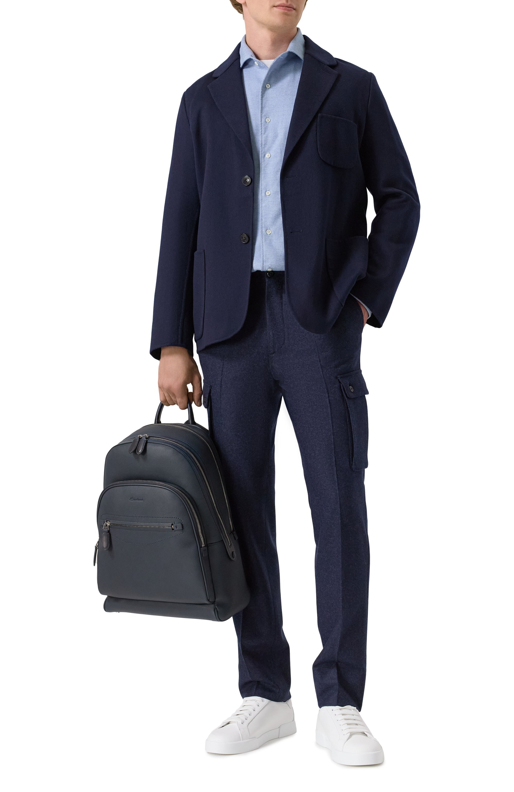 Шерстяные брюки-карго CORNELIANI темно-синего цвета по цене 74050 руб., арт. 264L14-2618801, фото 2 Шерстяные брюки-карго CORNELIANI, арт. 264L14-2618801, фото 2