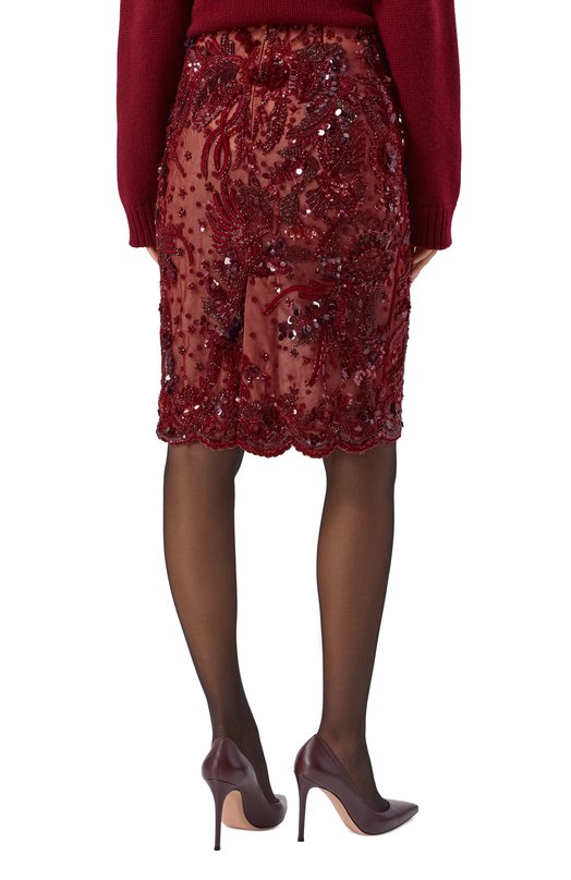 Юбка с отделкой пайетками Elie Saab SK225NF25/BE044 Бордовый  SK225NF25/BE044 Фото 4