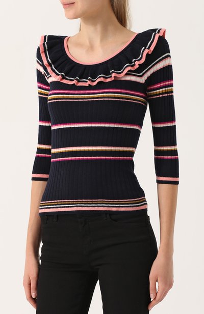 Облегающий пуловер с длинным рукавом и оборкой REBECCA TAYLOR, арт. 417816Y531, фото 3