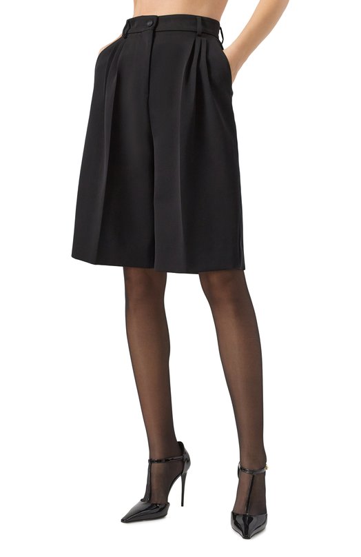 Шорты из шерсти и шелка Dolce & Gabbana FTC77T/FU21E Чёрный  FTC77T/FU21E Фото 3