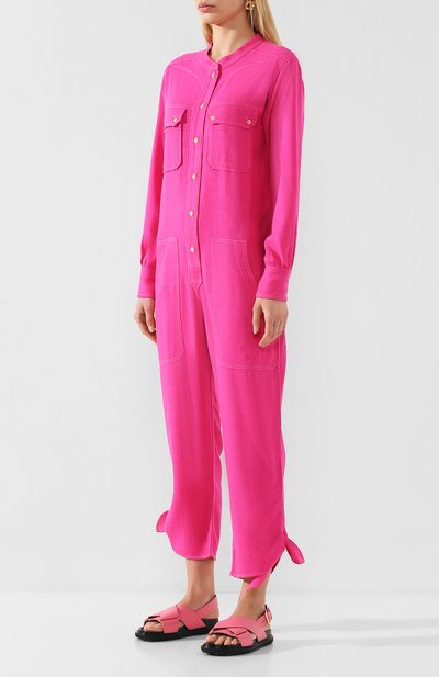 Шелковый комбинезон ISABEL MARANT розового цвета по цене 83750 руб., арт. CB0276-20E020I/TACAIA, фото 3 Шелковый комбинезон ISABEL MARANT, арт. CB0276-20E020I/TACAIA, фото 3