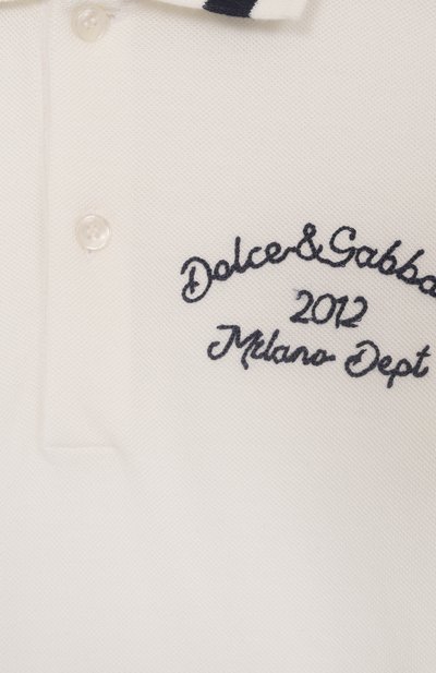 Хлопковое поло DOLCE & GABBANA кремового цвета по цене 29650 руб., арт. L4JTGW/G7PFM/8-12+, фото 3 Хлопковое поло DOLCE & GABBANA, арт. L4JTGW/G7PFM/8-12+, фото 3