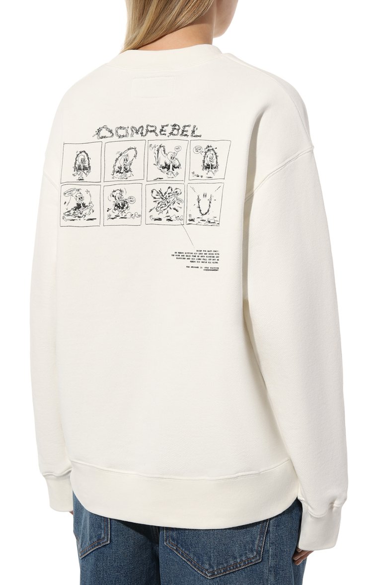 Женский хлопковый свитшот DOMREBEL белого цвета, арт. SKIP/SWEATSHIRT | �Фото 4 (Рукава: Длинные; Длина (для топов): Стандартные; Стили: Гранж; Материал сплава: Проставлено; Материал внешний: Хлопок; Драгоценные камни: Проставлено; Женское Кросс-КТ: Свитшот-одежда)