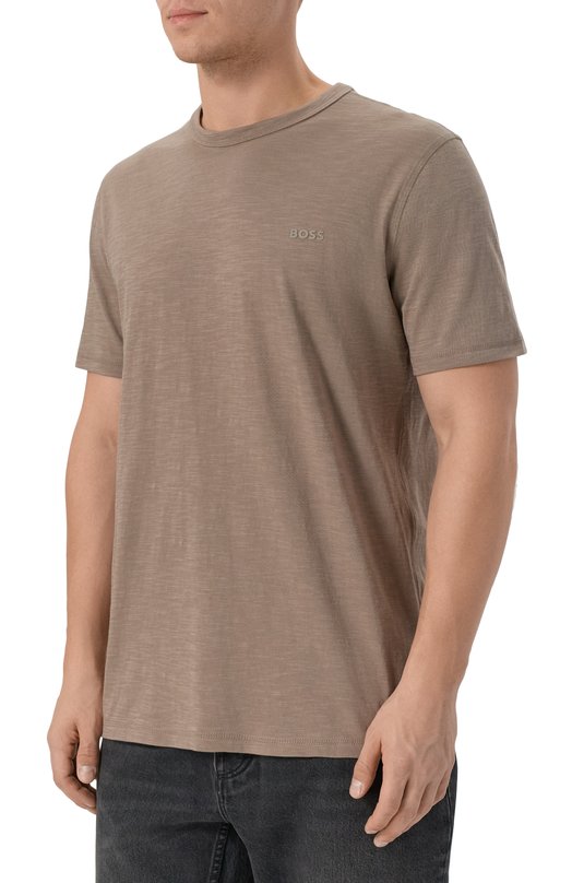 Хлопковая футболка BOSS Orange 50508243 Бежевый  50508243 Фото 3