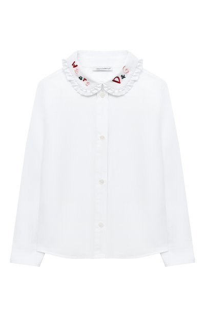 Хлопковая блузка DOLCE & GABBANA белого цвета по цене 29700 руб., арт. L54S95/G7WXS/2-6, фото 1 Хлопковая блузка DOLCE & GABBANA, арт. L54S95/G7WXS/2-6, фото 1