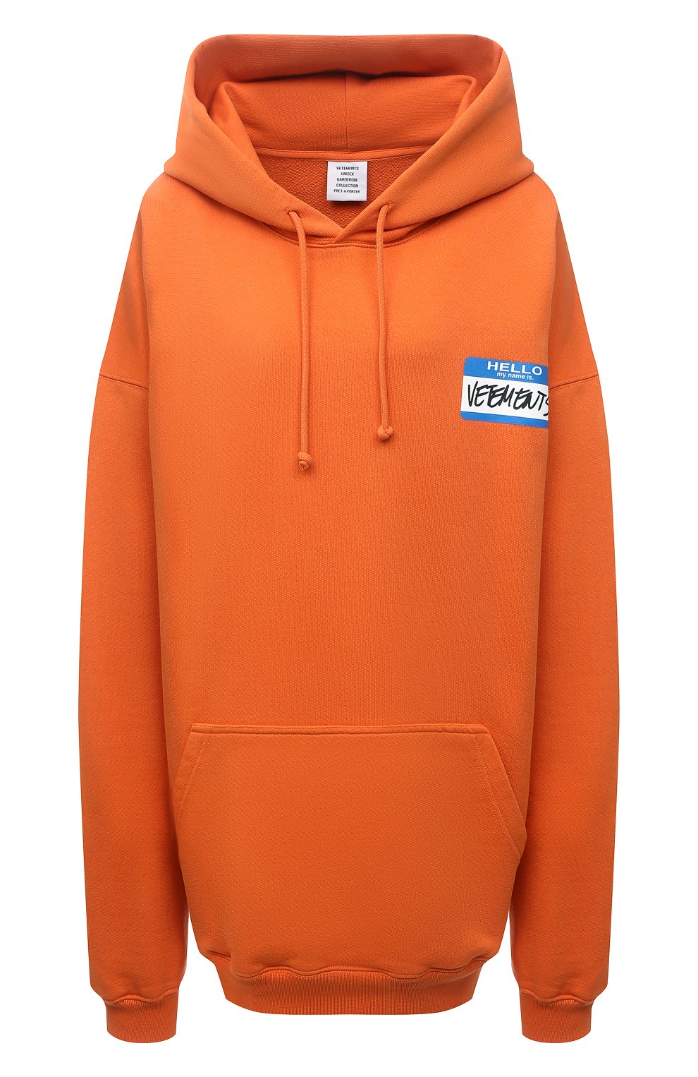 Хлопковое худи VETEMENTS оранжевого цвета по цене 66850 руб., арт. UA52TR710X 1601/W, фото 1 Хлопковое худи VETEMENTS, арт. UA52TR710X 1601/W, фото 1