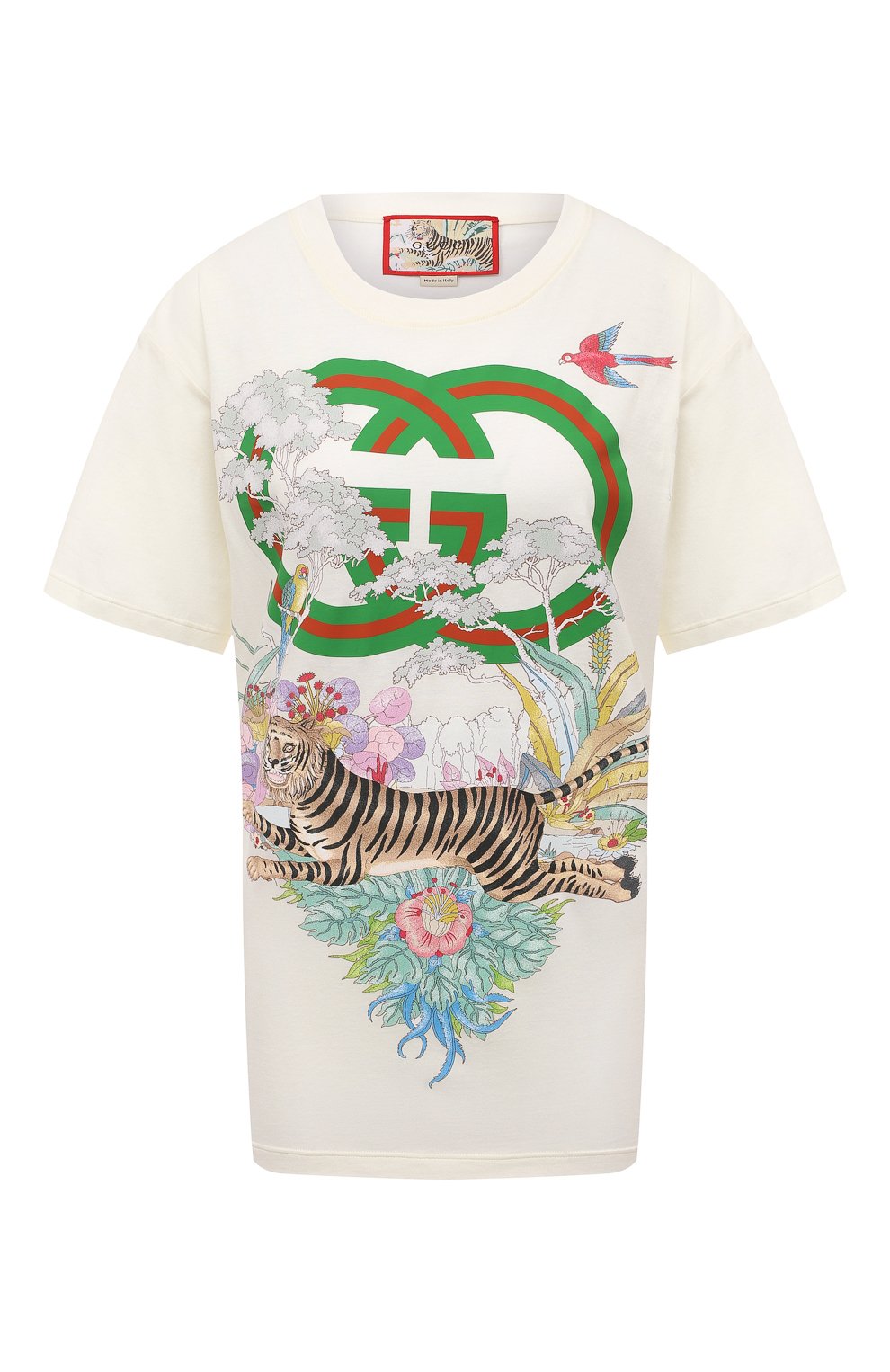 Хлопковая футболка GUCCI белого цвета по цене 64800 руб., арт. 615044 XJD4G, фото 1 Хлопковая футболка GUCCI, арт. 615044 XJD4G, фото 1