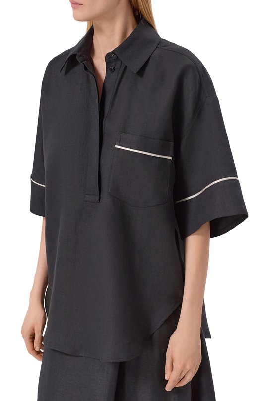 Льняная рубашка Agnona TD1109E/U3049E Чёрный  TD1109E/U3049E Фото 3