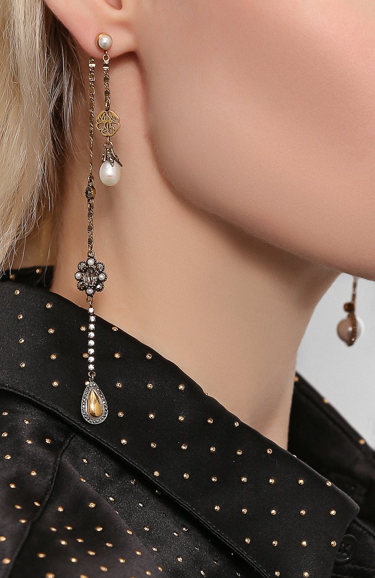 Женские серьги ALEXANDER MCQUEEN черно-белого цвета, арт. 607115/J160T | Фото 2 (Материал: Металл; Региональные ограничения белый список (Axapta Mercury): Не проставлено; Нос: Не проставлено)