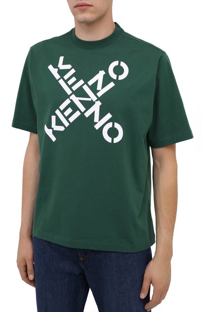 Хлопковая футболка kenzo sport KENZO зеленого цвета по цене 17650 руб., арт. FA65TS5024SJ, фото 3 Хлопковая футболка kenzo sport KENZO, арт. FA65TS5024SJ, фото 3