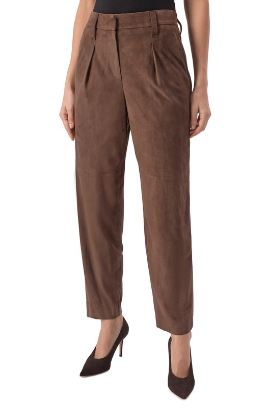 Замшевые брюки Brunello Cucinelli MPCLFP8363 Коричневый  MPCLFP8363 Фото 3