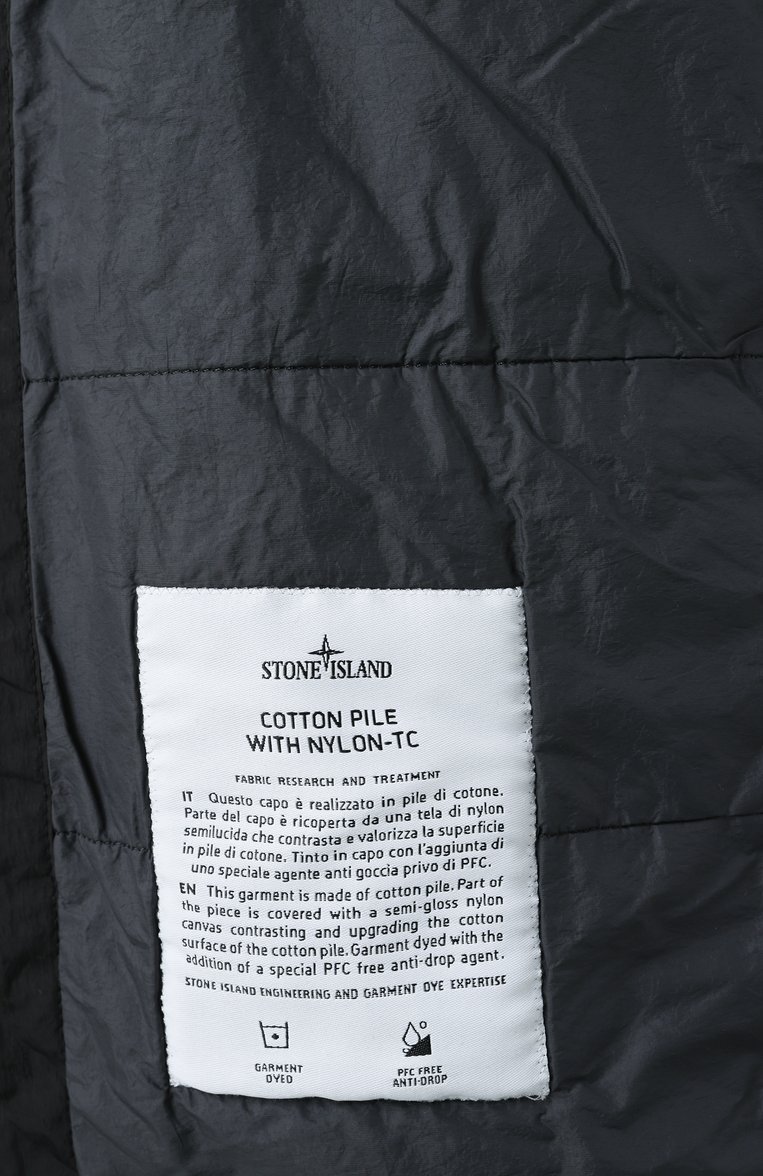 Мужская хлопковая куртка STONE ISLAND темно-серого цвета, арт. 811546753 | Фото 7 (Длина (верхняя одежда): Короткие; Материал подклада: Синтетический материал; Рукава: Длинные; Кросс-КТ: Легкие, Куртка; Стили: Кэжуэл; Материал внешний: Хлопок)