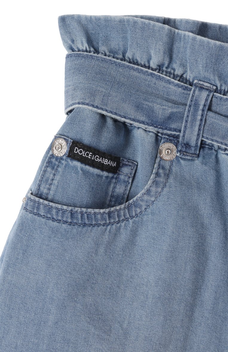 Детские джинсовые шорты DOLCE & GABBANA голубого цвета, арт. L53Q32/LDD07/2-6 | Фото 3 (Нос: Не проставлено; Кросс-КТ: Деним; Материал внешний: Деним, Хлопок; Автоматизация состава: Проставлено; Ростовка одежда: 4 года | 104 см, 5 лет | 110 см, 6 лет | 116 см, 2 года | 92 см, 3 года | 98 см)