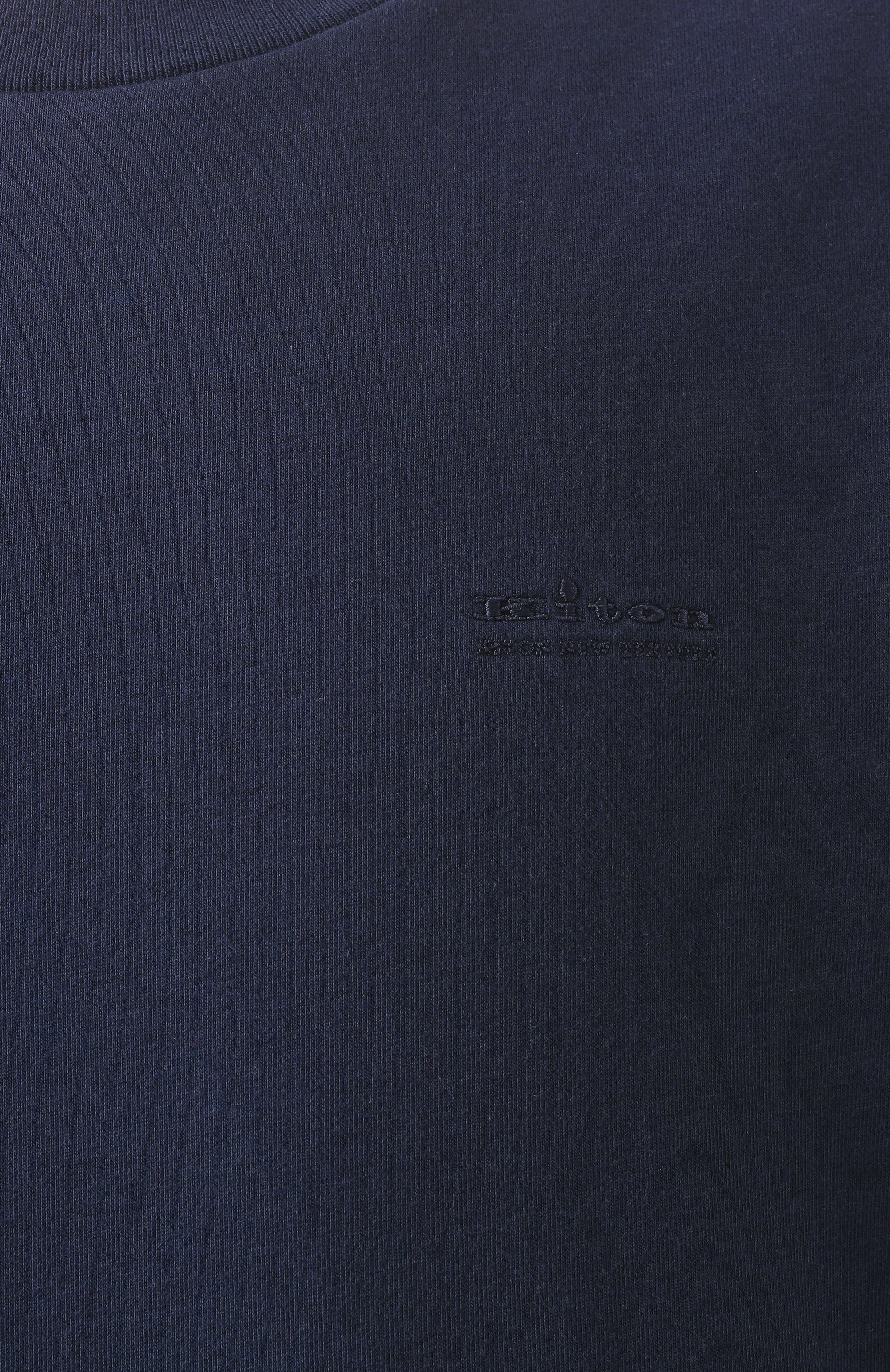 Хлопковая футболка KITON темно-синего цвета по цене 79950 руб., арт. UMM063101, фото 5 Хлопковая футболка KITON, арт. UMM063101, фото 5