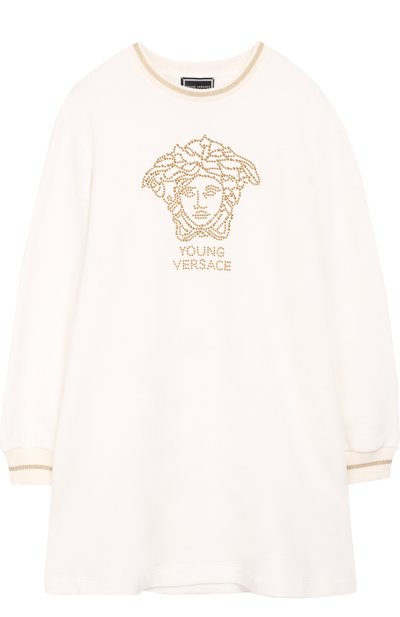 Хлопковое мини-платье со стразами VERSACE, арт. YVFAB424/YFE130/8A-S, фото 1
