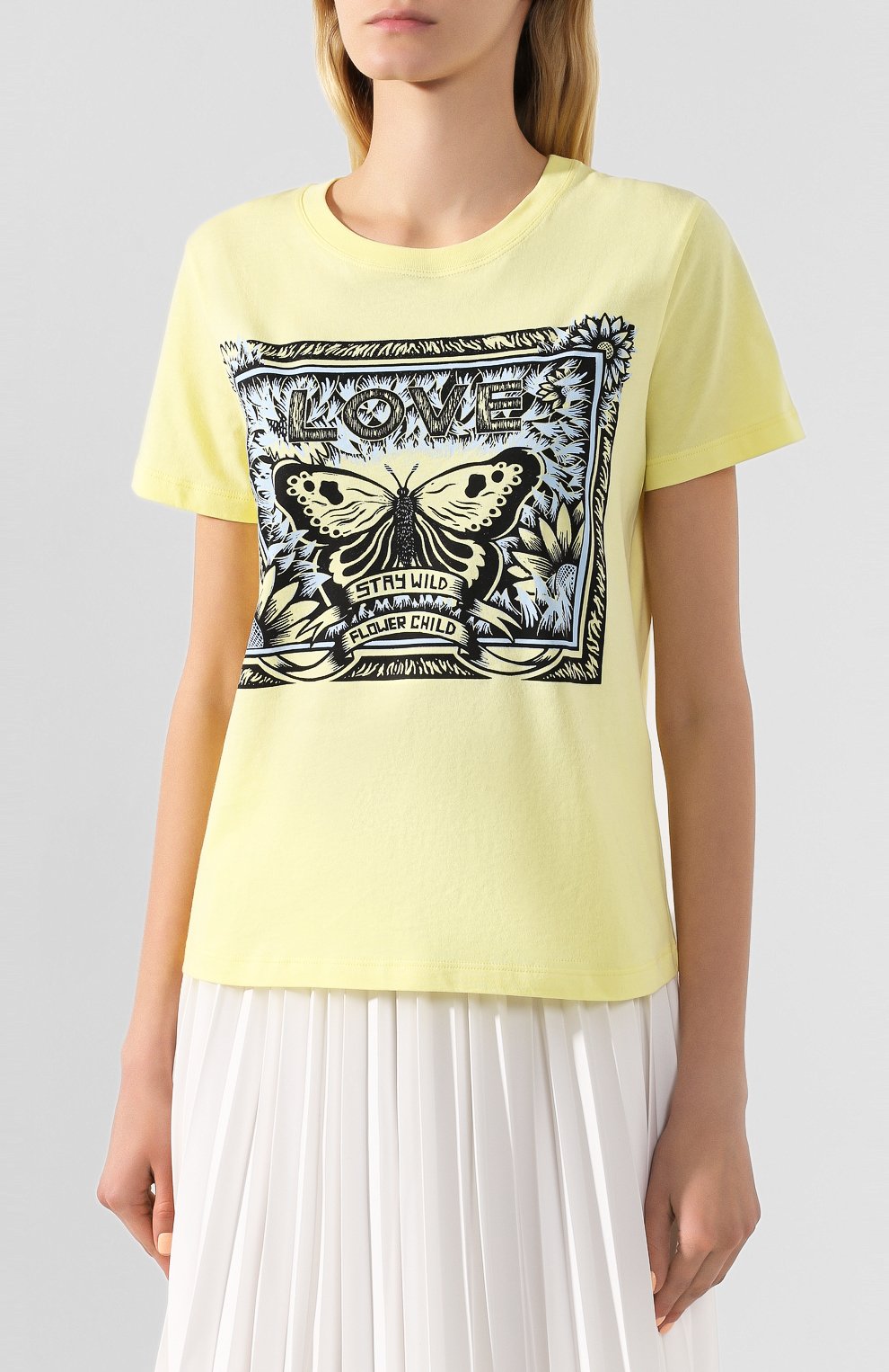 Хлопковая футболка REDVALENTINO желтого цвета по цене 11900 руб., арт. TR3MG05K/4Y2, фото 3 Хлопковая футболка REDVALENTINO, арт. TR3MG05K/4Y2, фото 3