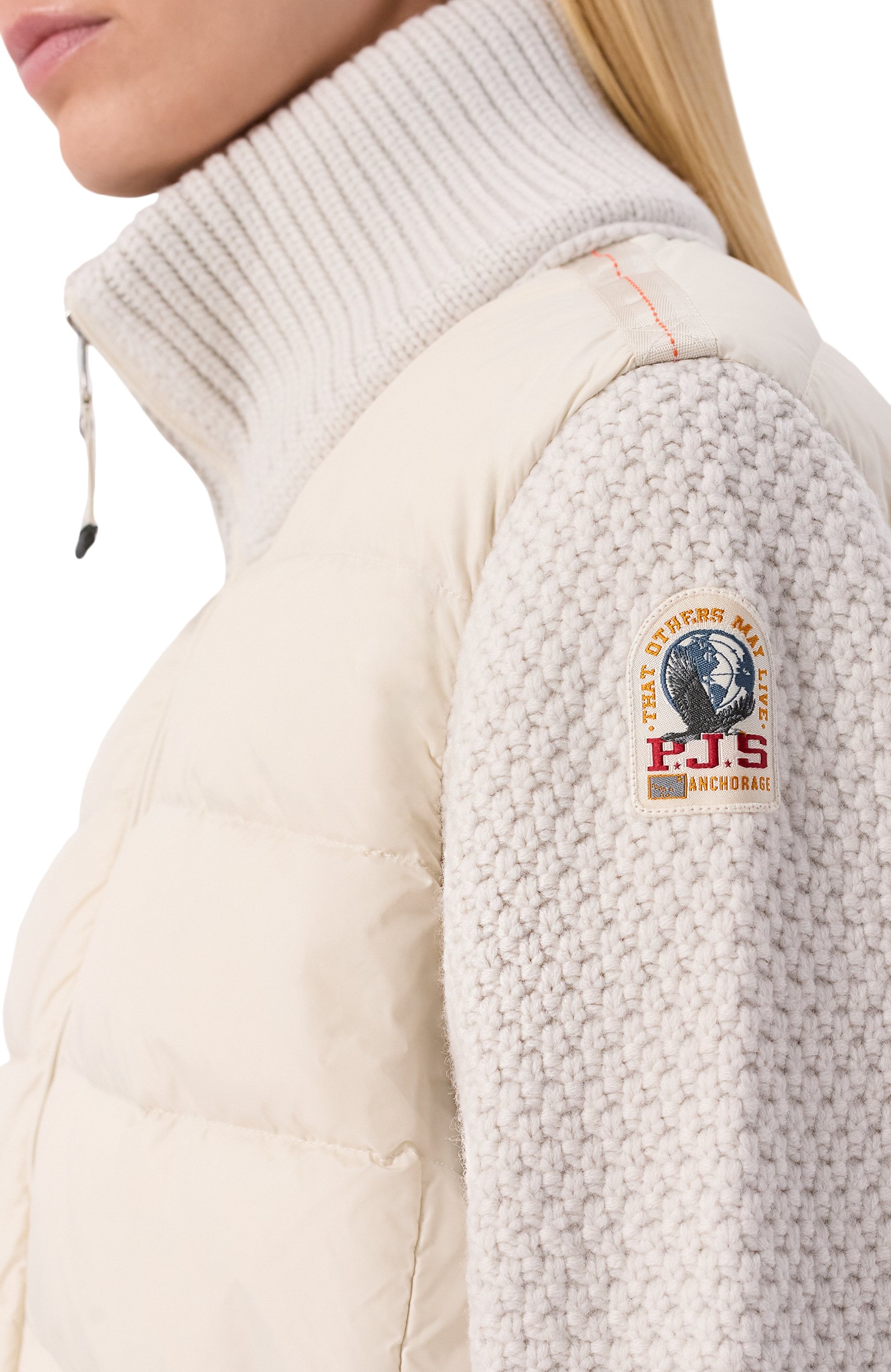 Комбинированная куртка PARAJUMPERS белого цвета по цене 73900 руб., арт. 26WMPWHYHS35, фото 5 Комбинированная куртка PARAJUMPERS, арт. 26WMPWHYHS35, фото 5