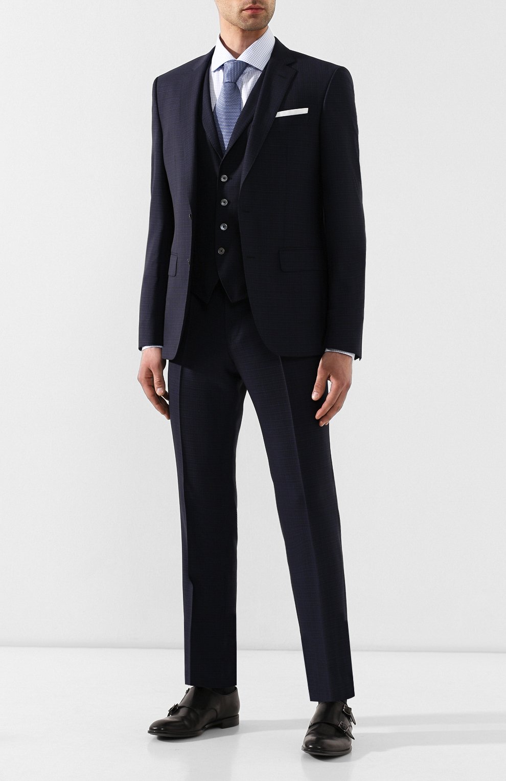 Шерстяной костюм-тройка BOSS синего цвета по цене 74000 руб., арт. 50412061, фото 1 Шерстяной костюм-тройка BOSS, арт. 50412061, фото 1