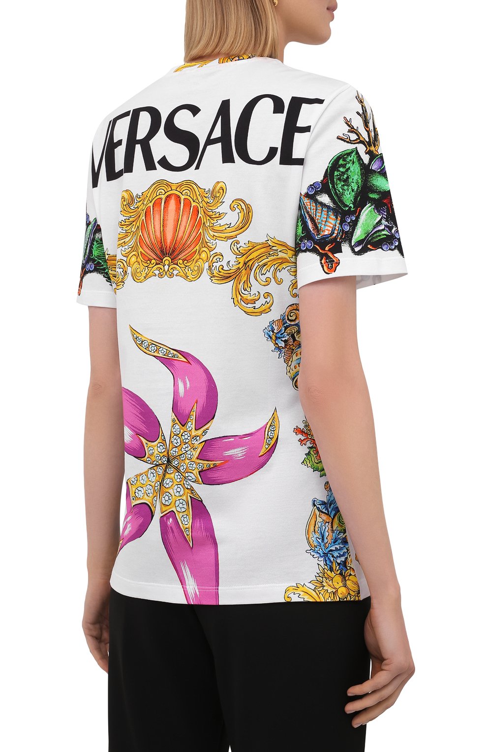 Хлопковая футболка VERSACE белого цвета по цене 54550 руб., арт. A89358/1F01183, фото 4 Хлопковая футболка VERSACE, арт. A89358/1F01183, фото 4