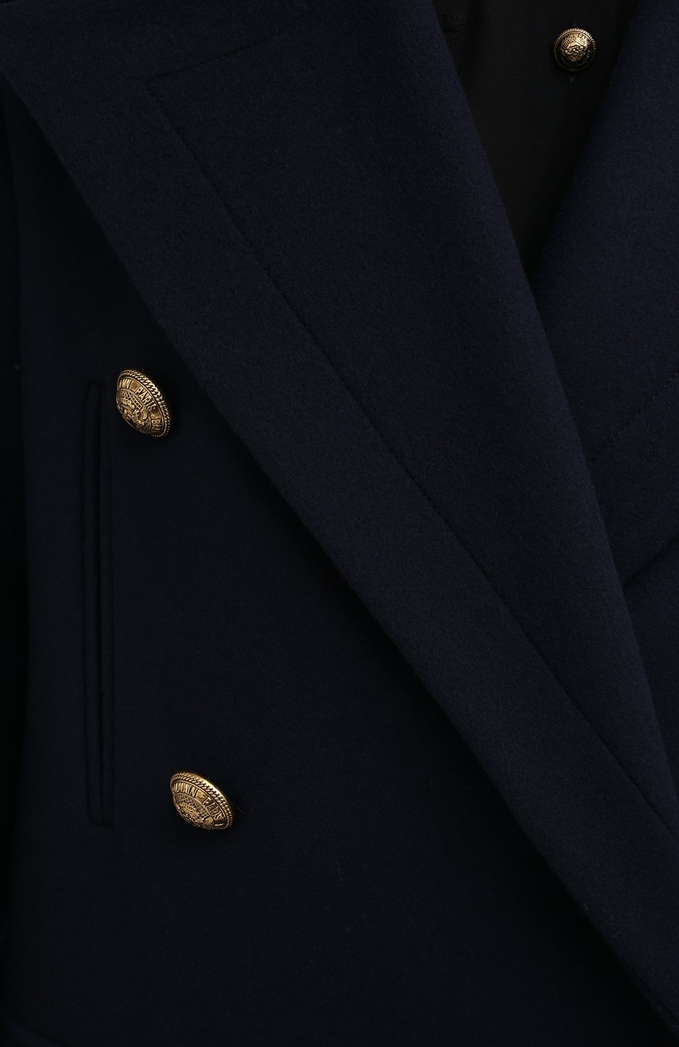 Шерстяное пальто BALMAIN темно-синего цвета по цене 238500 руб., арт. UF19578/W006, фото 6 Шерстяное пальто BALMAIN, арт. UF19578/W006, фото 6
