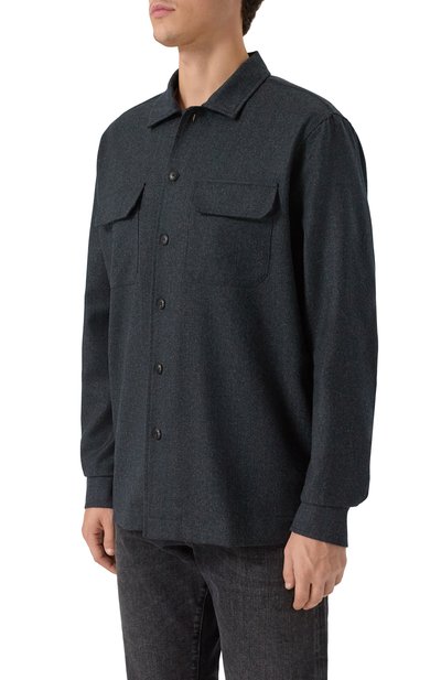 Шерстяная рубашка CAPOBIANCO темно-серого цвета по цене 67550 руб., арт. 19M501.FL00., фото 3 Шерстяная рубашка CAPOBIANCO, арт. 19M501.FL00., фото 3
