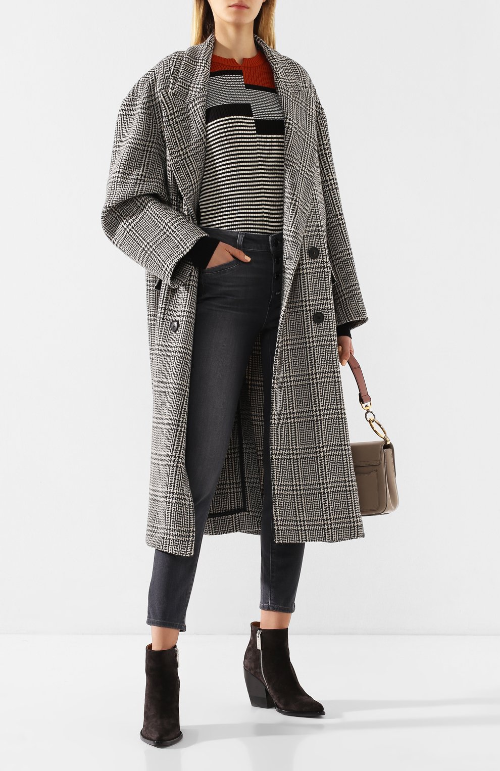 Шерстяное пальто ISABEL MARANT ETOILE черно-белого цвета по цене 67300 руб., арт. MA0699-20P008E/0JIMA, фото 2 Шерстяное пальто ISABEL MARANT ETOILE, арт. MA0699-20P008E/0JIMA, фото 2