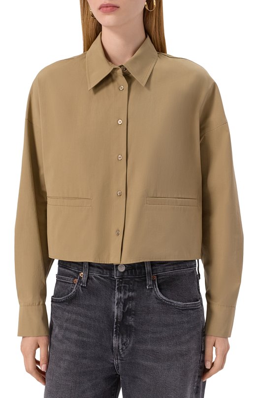 Хлопковая рубашка Weekend Max Mara SVAG0 Бежевый  SVAG0 Фото 3