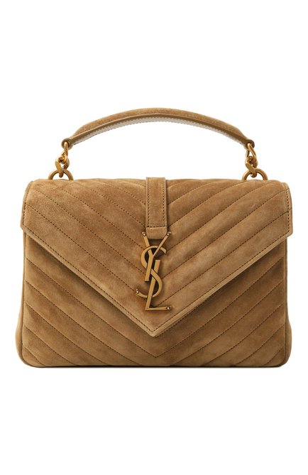 Женская сумка college medium SAINT LAURENT бежевого цвета, арт. 600279/1U807 | Фото 1 (Размер: medium; Материал сплава: Проставлено; Ремень/цепочка: На ремешке; Материал: Натуральная кожа; Драгоценные камни: Проставлено)
