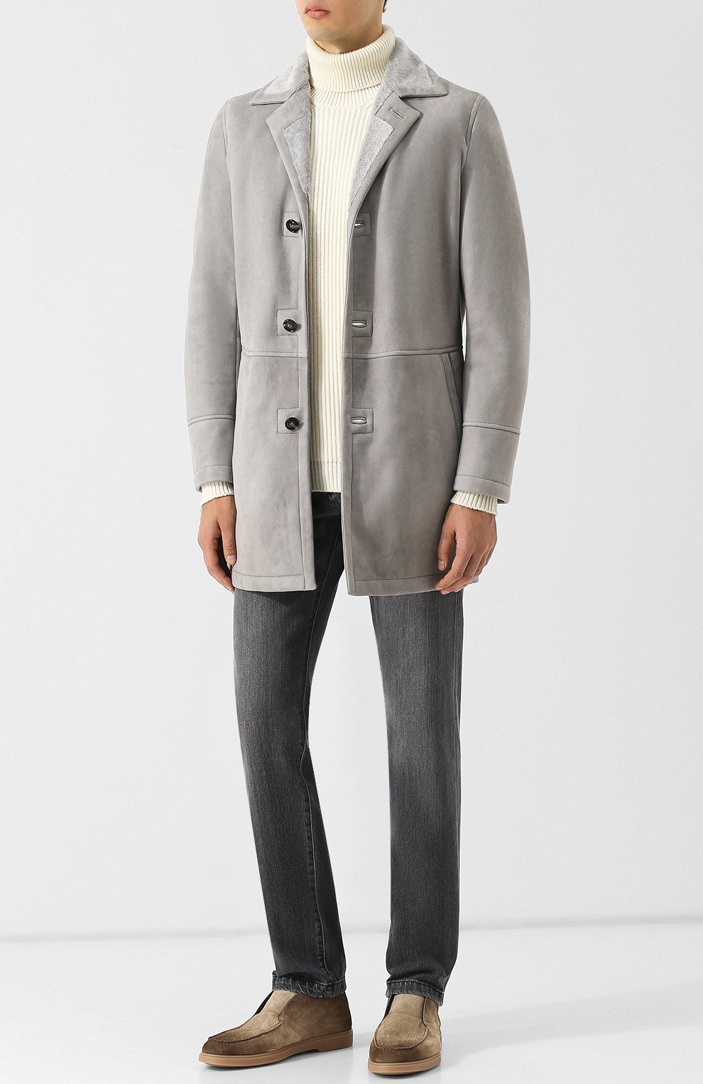 Дубленка прямого кроя на пуговицах с отложным воротником KITON, арт. UW0443/3R88, фото 2