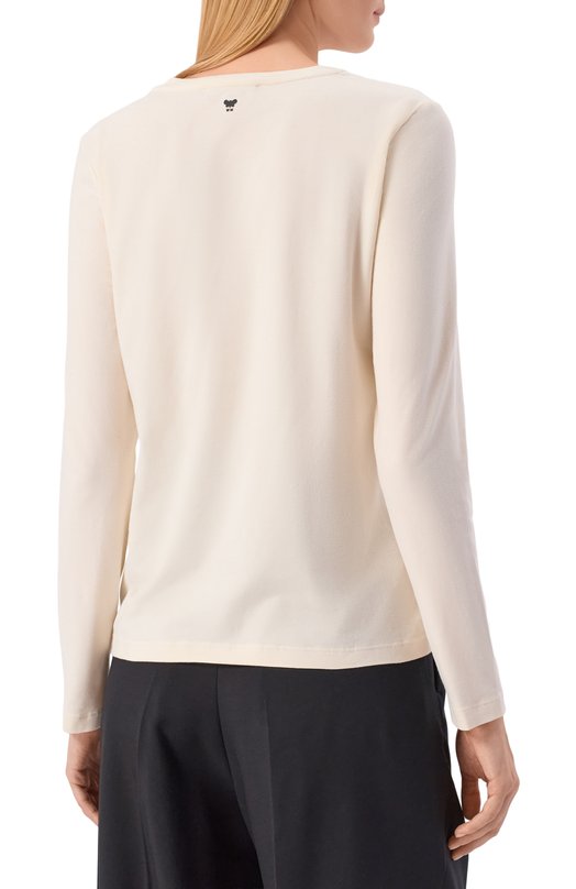 Хлопковый лонгслив Weekend Max Mara REN0IR Кремовый  REN0IR Фото 4