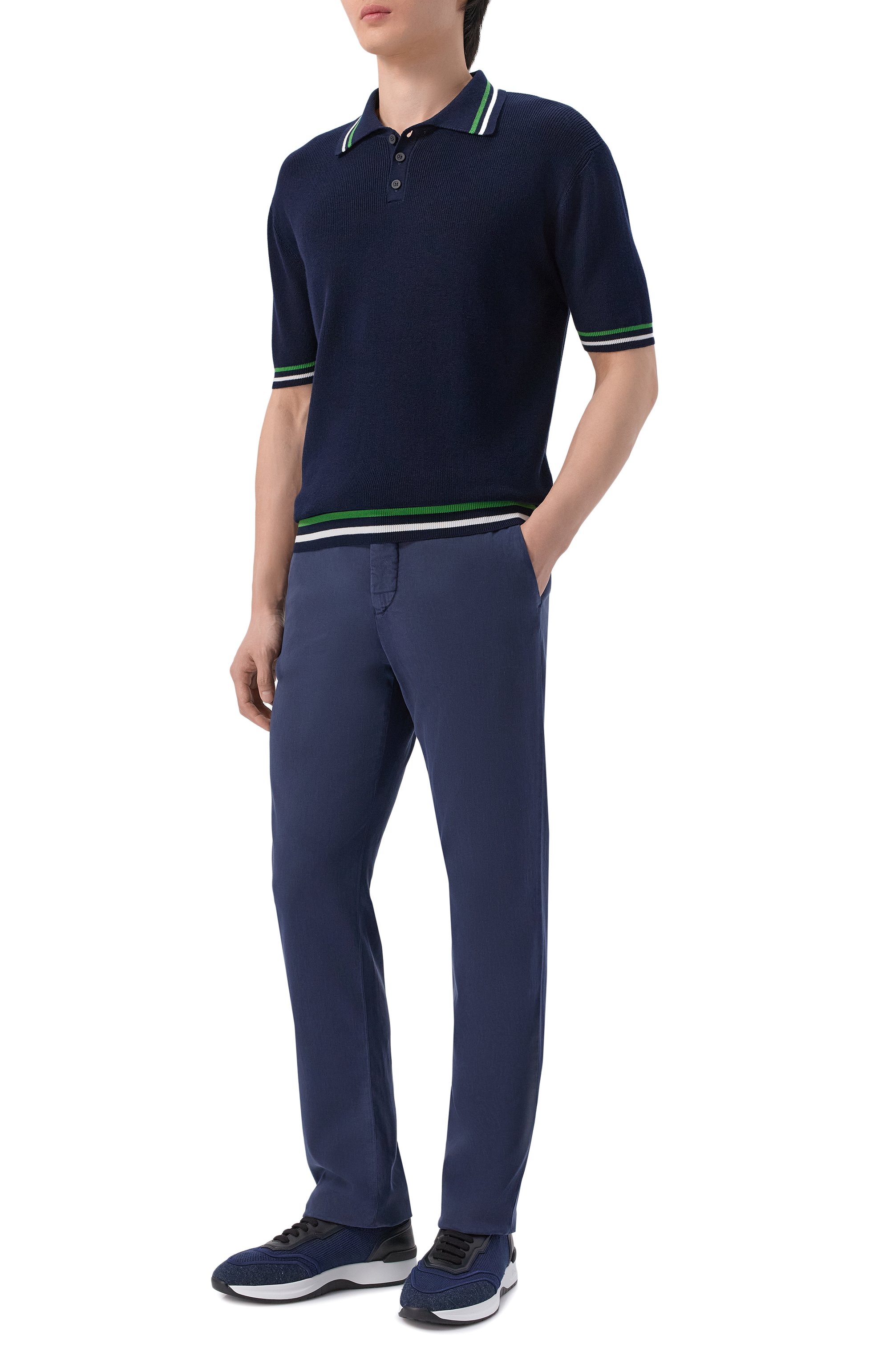 Хлопковое поло KITON темно-синего цвета по цене 120500 руб., арт. UMM0737, фото 2 Хлопковое поло KITON, арт. UMM0737, фото 2