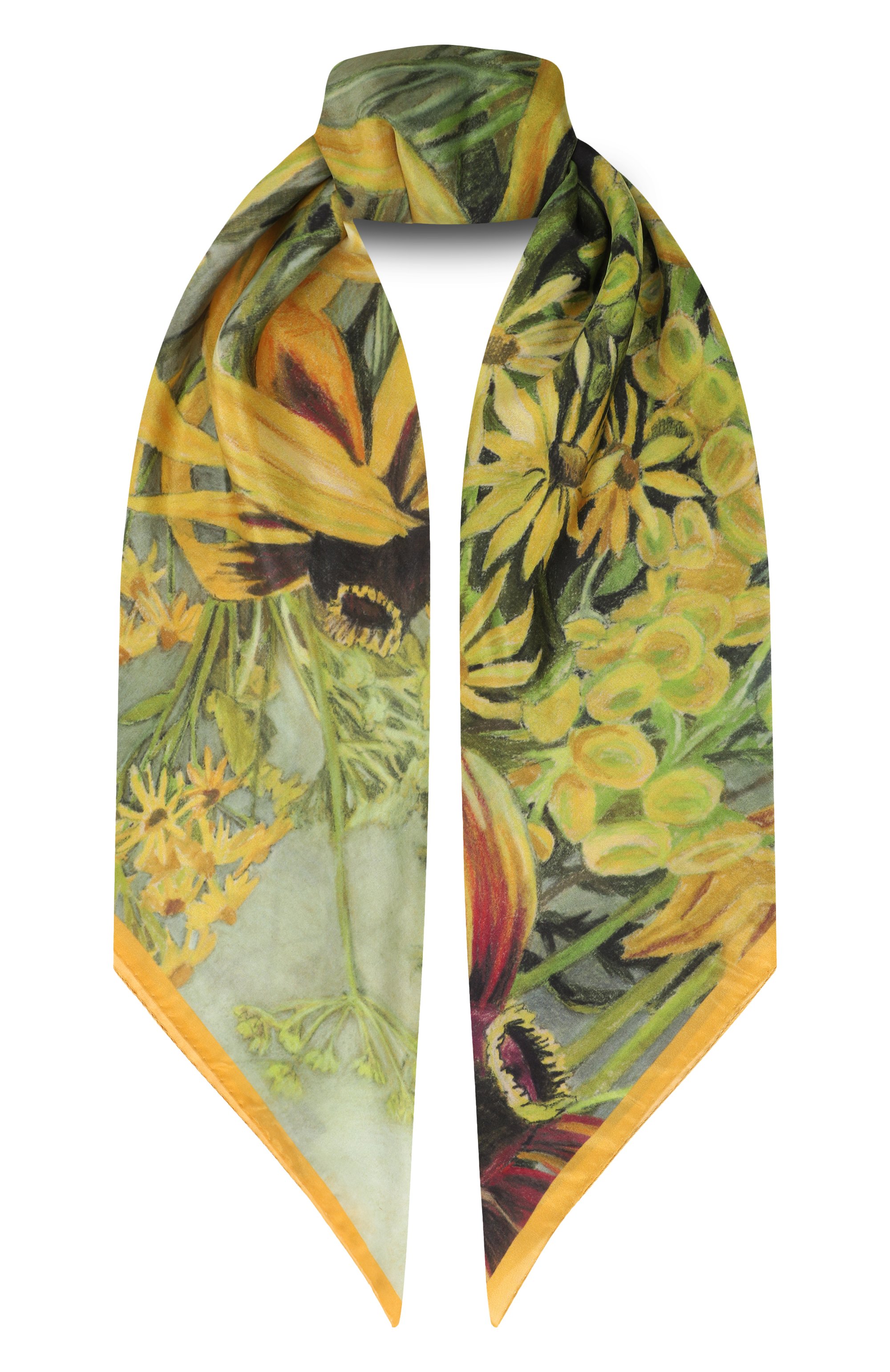 Шелковая шаль полевые цветы GOURJI, арт. 91149937/81108, фото 1