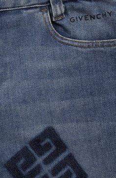 Детские джинсы GIVENCHY синего цвета, арт. H30125/6A-12A | Фото 3 (Нос: Не проставлено; Материал внешний: Хлопок; Материал сплава: Проставлено; Детали: Декор; Ростовка одежда: 5 лет | 110 см, 7 лет | 122 см, 9 лет | 134 см, 12 лет | 152 см)