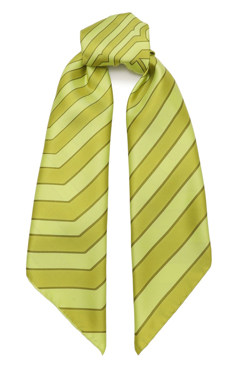 Женский шелковый платок LANVIN салатового цвета, арт. 6L9090/SR554/ | Фото 1 (Нос: Не проставлено; Материал: Текстиль, Шелк; Принт: С принтом)