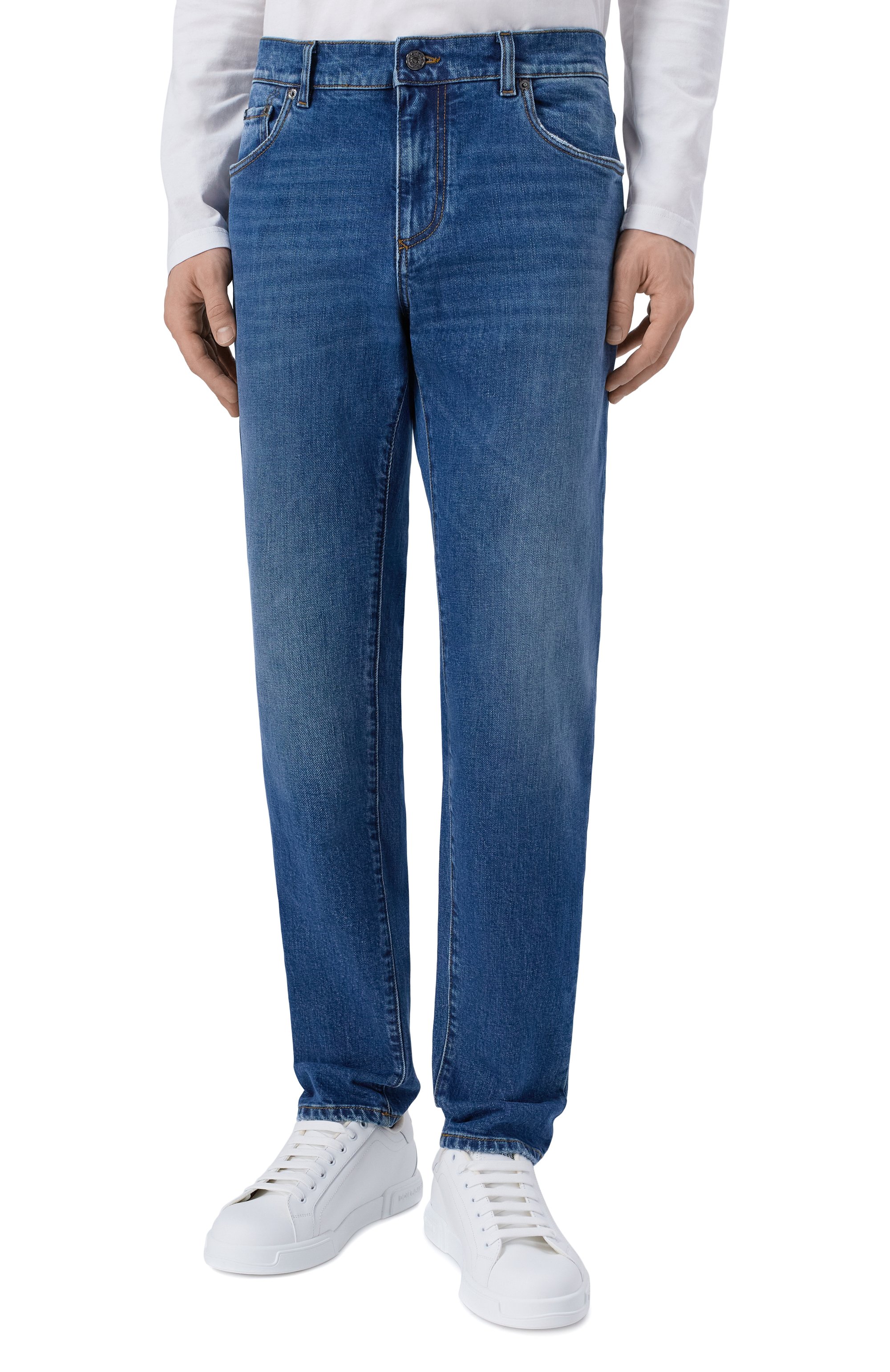 Джинсы slim DOLCE & GABBANA темно-синего цвета по цене 89950 руб., арт. GY07CD/G80Z3, фото 3 Джинсы slim DOLCE & GABBANA, арт. GY07CD/G80Z3, фото 3