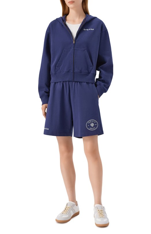 Хлопковые шорты Sporty and Rich SH03960666BL106 Синий  SH03960666BL106 Фото 2