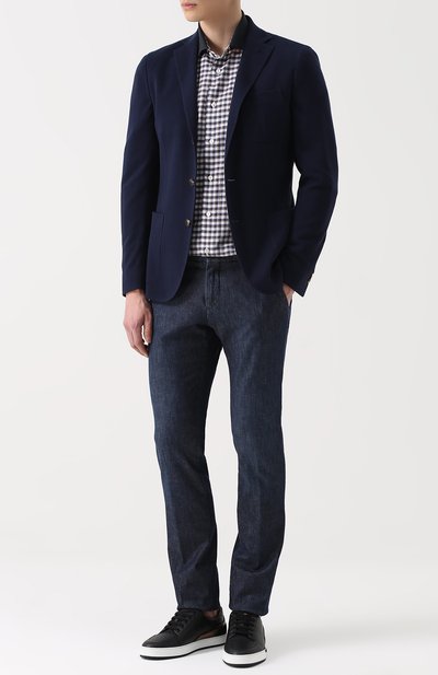 Рубашка в клетку из смеси льна и хлопка BRIONI коричневого цвета по цене 74600 руб., арт. SC31/P6108, фото 2 Рубашка в клетку из смеси льна и хлопка BRIONI, арт. SC31/P6108, фото 2