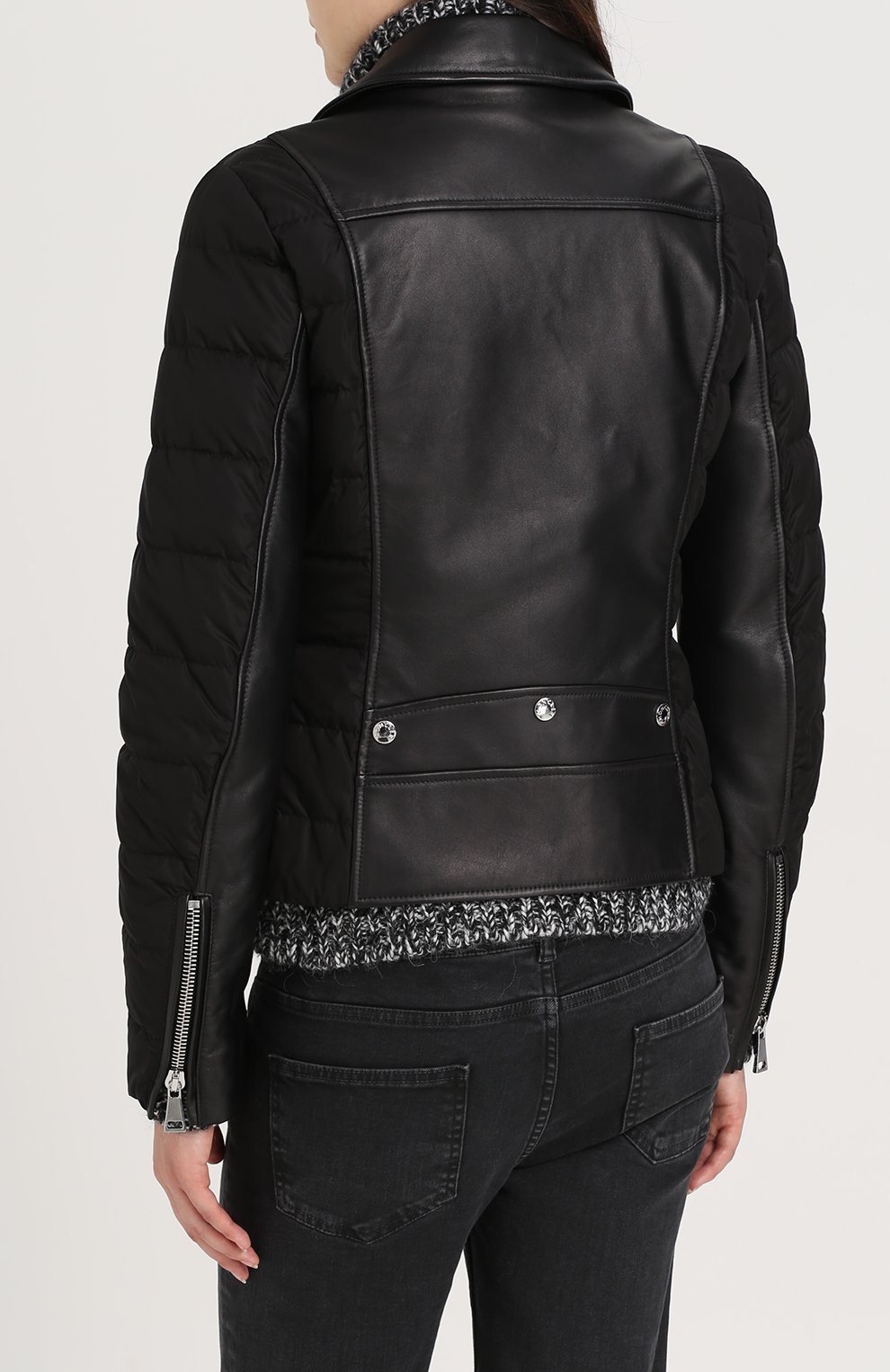 Пуховик с кожаной вставкой и косой молнией MONCLER, арт. C2-093-45938-00-5092M, фото 4