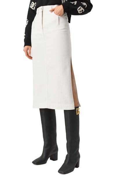 Джинсовая юбка DOLCE & GABBANA белого цвета по цене 79150 руб., арт. F4CP1D/G8KZ4, фото 3 Джинсовая юбка DOLCE & GABBANA, арт. F4CP1D/G8KZ4, фото 3
