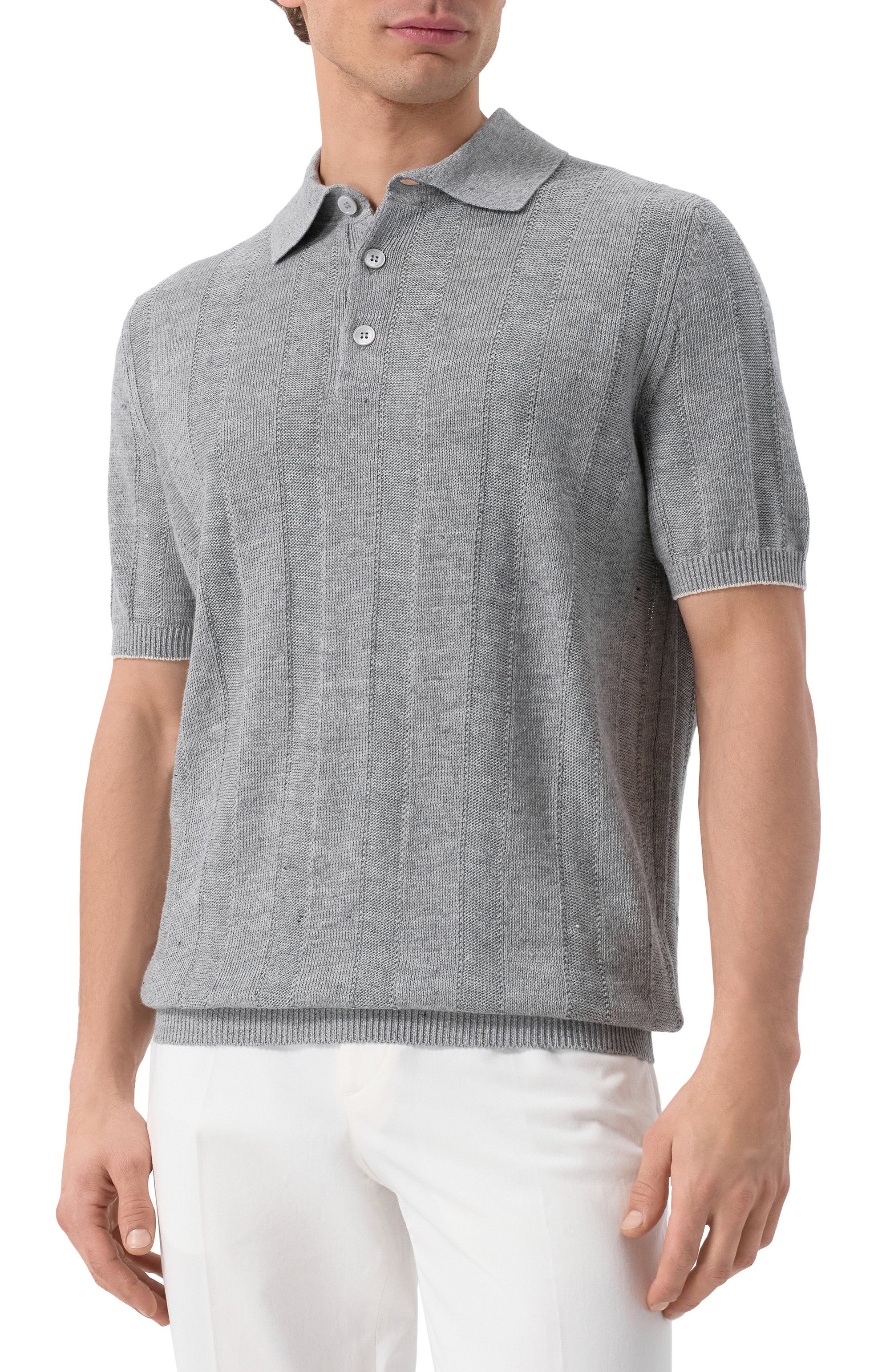 Поло изо льна и хлопка BRUNELLO CUCINELLI, арт. M2L707815, фото 3