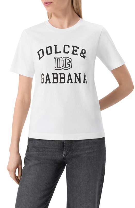 Хлопковая футболка Dolce & Gabbana F8V09Z/GDCNV Белый  F8V09Z/GDCNV Фото 3