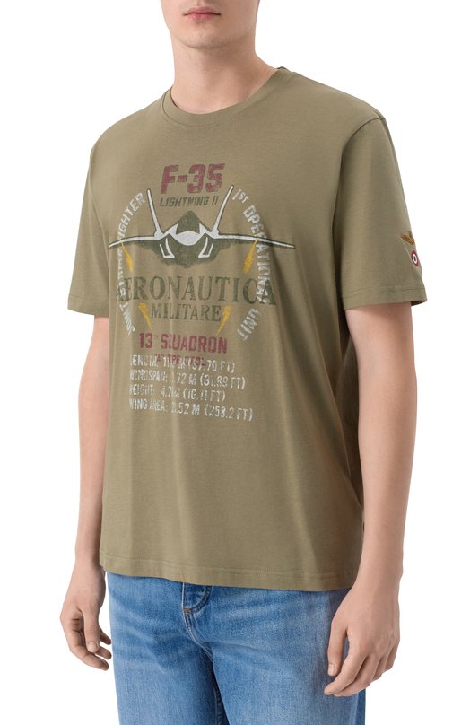 Хлопковая футболка Aeronautica Militare TS2536UJ00641 Хаки  TS2536UJ00641 Фото 3