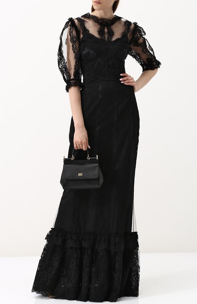 Приталенное платье-макси с кружевной отделкой DOLCE & GABBANA, арт. F68N6T/FLMFB, фото 2