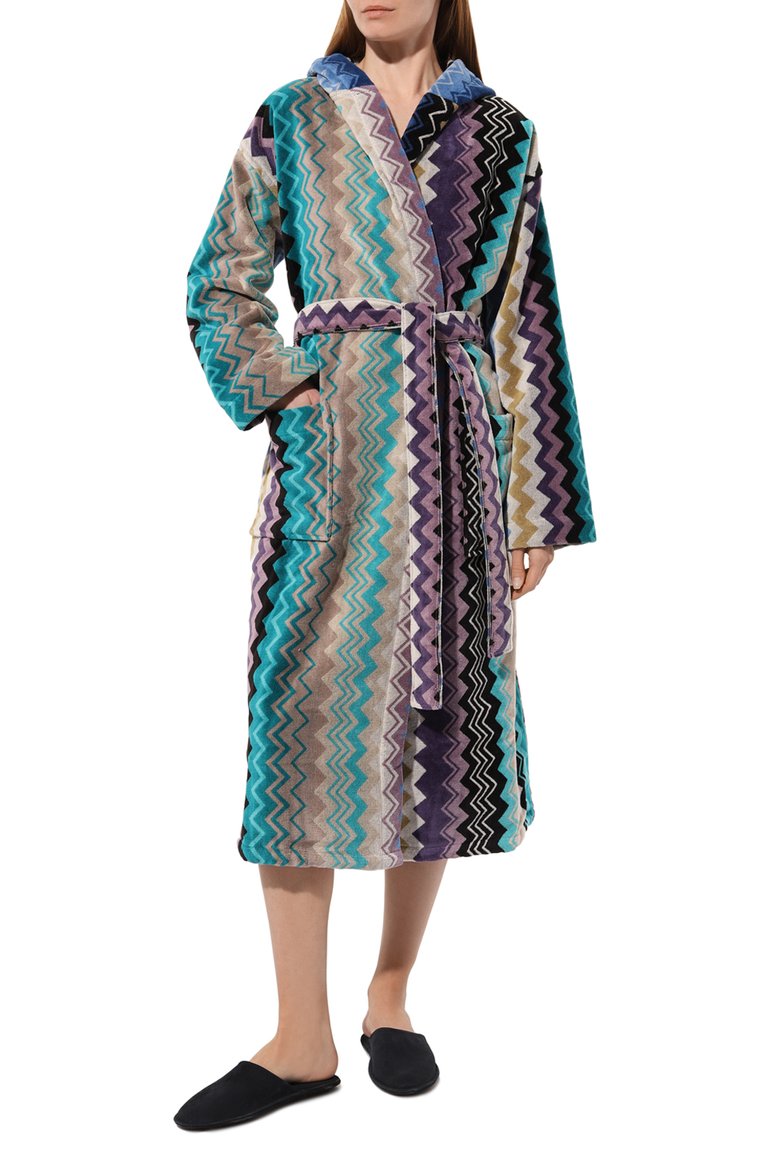 Женский хлопковый халат MISSONIHOME разноцветного цвета, арт. 1G3AC99708/170 | Фото 2 (Материал внешний: Хлопок; Нос: Не проставлено)
