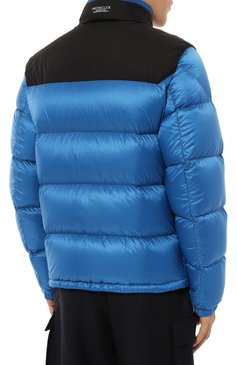 Мужская пуховик peuplier contrast yolk MONCLER синего цвета, арт. 1A001-47-5967G | Фото 4 (Драгоценные камни: Проставлено; Рукава: Длинные; Материал внешний: Синтетический материал; Длина (верхняя одежда): Короткие; Материал подклада: Синтетический материал; Материал утеплителя: Пух и перо; Материал сплава: Проставлено; Стили: Спорт-шик; Мужское Кросс-КТ: пуховик-короткий)